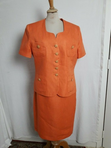 Tailleur orange lin veste - orange, +