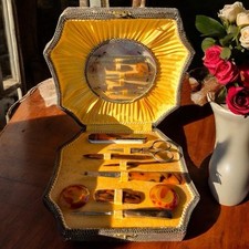 Antico Set Manicure E Strumenti Cucito Anni ‘40 Cofanetto