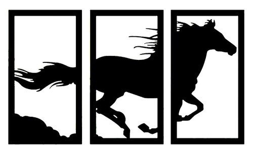 Trittico cavallo corsa - in,