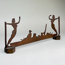 TRENCH ART ??? ANTICO WW1 WW2 NAVE DA GUERRA SOPRAMMOBILE LAVORATO A MANO