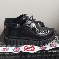 NEVERMIND ?? CREEPERS HALEY SCARPE DONNA NERE ORIGINALI BOXED Nr. 38 PUNK ROCK