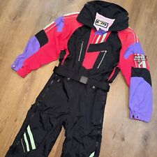 Tuta da sci vintage Roffe full zip pezzo unico tuta da neve Demetre bavaglino neve anni 80 uomo XS