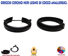 orecchini legno di cocco neri cerchi anallergici etnico rasta hippie tribal afro