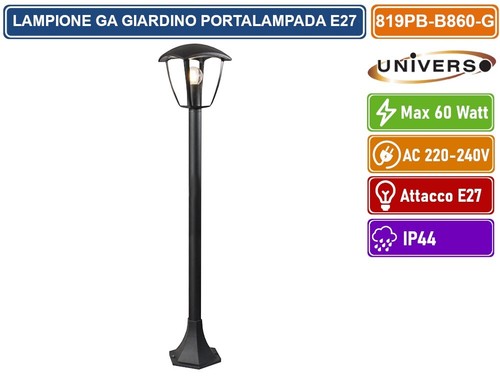 Lampione portalampada nero - lampione, per
