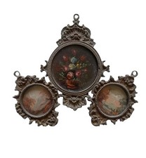 *HH* Trittico Cornicetta Vintage Liberty Vittoriano Cornice Portafoto Dipinti 