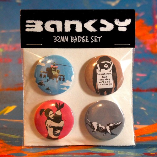 Banksy badge set - of, 32mm