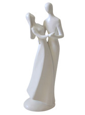 Bomboniera statuina Sposi decorativa in Ceramica Bianca stilizzata Torte Nuziali