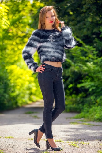 Maglione zebrato fuzzy mohair