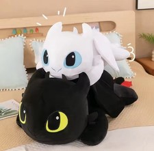 Peluche Dragon Trainer Bianco Nero Giocattolo Regalo Bambini Furia Buia e Bianca