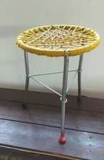 SEDIA VINTAGE SGABELLO PESCA CHIUDIBILE INTRECCIO PVC ANNI 70