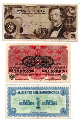 Austria lotto 3 banconote - austria,