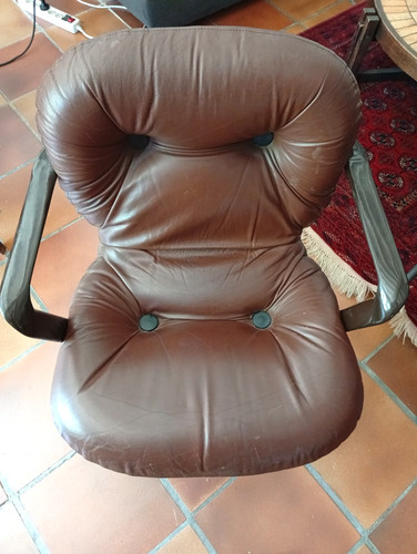 Fauteuil knoll cuir marron - fauteuil,