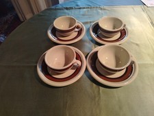 Tazze da The  Società Richard Ginori Anni 60 Fondo avorio decoro marrone e nero 