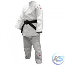 ADIDAS Judogi J730 IJF CHAMPION III SLIM con strisce Italia, Bianco