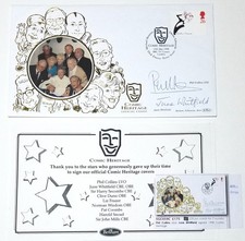 Autografo Phil Collins June Whitfield VERO firmato a mano 1998 FDC 43/141 JSA COA
