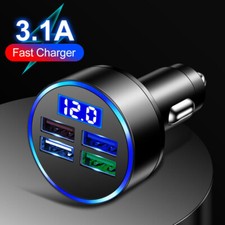 Adattatore caricatore telefono USB 4 porte display LED QC 3.0 accessori ricarica rapida auto