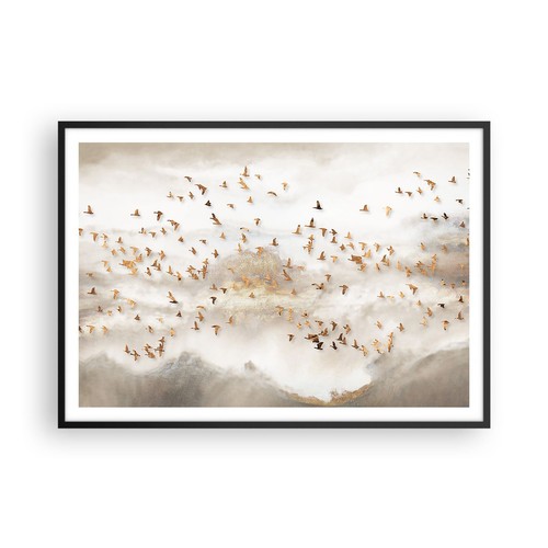 Poster 100x70cm uccelli oro - 100x70cm,