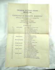 1881 ESPOSIZIONE INDUSTRIALE MILANO MINERALI DI BRESCIA GEOLOGIA MARMO RAGAZZONI