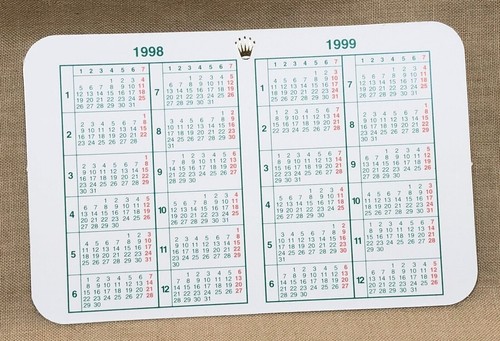 Rolex 1998 1999 calendar - rolex,