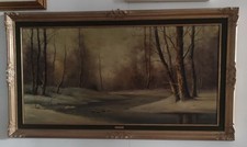 QUADRO A OLIO  SU TELA GRANDE SOGGETTO  BOSCO AUTUNNALE