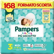 Pampers Baby Dry Taglia 3 (4-9kg) 168 Pannolini Midi Cartone 56x3