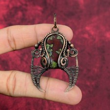 Ciondolo Pietra Sangue Drago Filo di Rame Avvolto Vera Gemma Gioielli Regalo per Lei