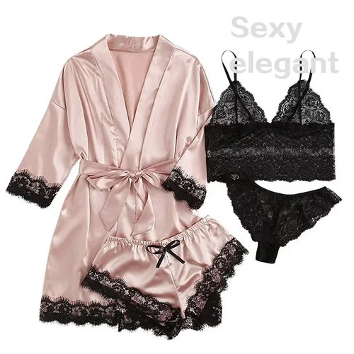 Pigiama donna pezzi raso - 4,