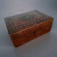 NAPOLEONE III Antica Scatola Portagioie Legno/Ottone/Madreperla Parigi XIX Sec.