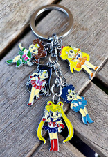 Portachiavi in metallo con 5 charms Sailor Moon / Pokemon / eroi Marvel e DC