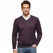 Maglione Williams Wilson viola 100% lana scamosciata scollo a v