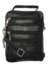 Borsello Uomo VERA PELLE morbida Leggero Capiente Scomparti Tasche Nero