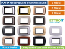 PLACCHE IN TECNOPOLIMERO 3 4 7 MODULI COMPATIBILE CON BTICINO LIVING VARI COLORI