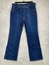 Jeans vintage Levis 20517 0217 uomo 38x32 (36x32) blu denim scuro linguetta arancione anni 80