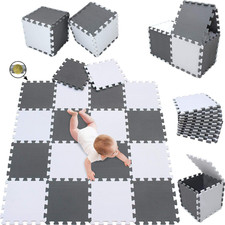 Tappeto Puzzle Bambini Gioco, Bianco E Grigio,142 X 114Cm,18 Pezzi