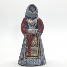 CLAUDIO PULLI 1929-2004 - CERAMICA POLICROMA DORATA - FIGURA DONNA SARDA -