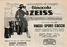 PUBBLICITA' 1922 BINOCOLO ZEISS OTTICA LENTI MODA DONNA SPORT CACCIA  MARE BARCA