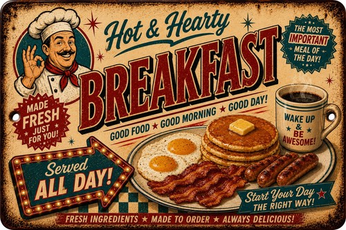 Insegna latta colazione retrò - insegna,