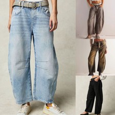 Jeans donna gamba larga vita