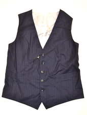 Gilet uomo KITON senza maniche lana a righe blu TG 53 EU nuovo senza etichette