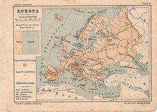 Piccola carta geografica antica EUROPA scuola elementare 1907 Antique map