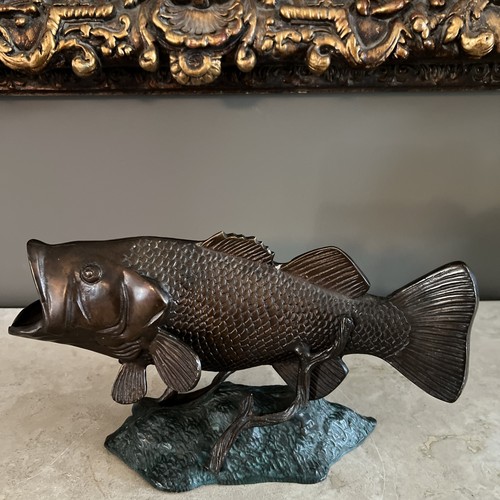Scultura pesce bronzo asiatico - scultura,