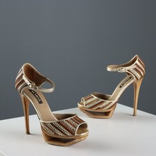 Le Silla Mary Jane Scarpe Intrecciate Pelle Legno N. 35 Second Hand Originali