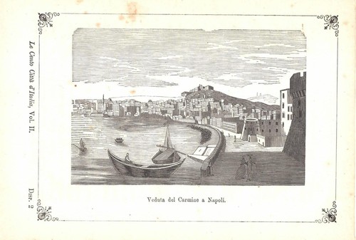 Stampa antica napoli panorama - antica,