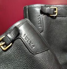 PRADA Stivali Bikers Pelle Size 37 Neri RRP1659
