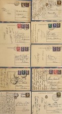 LOTTO DI 10 CARTOLINE POSTALI VALORI GEMELLI varie affrancature destinazioni INT