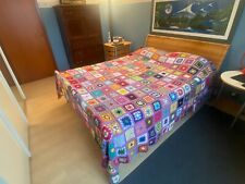 COPERTA ALL'UNCINETTO IN COTONE MULTICOLOREPATCHWORK FATTA A MANO