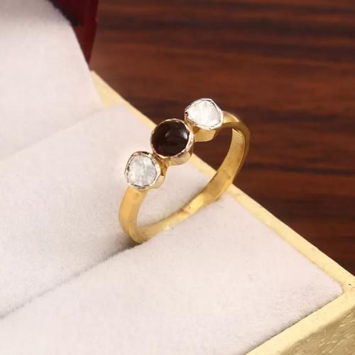 Anello onice nero diamante - onice,