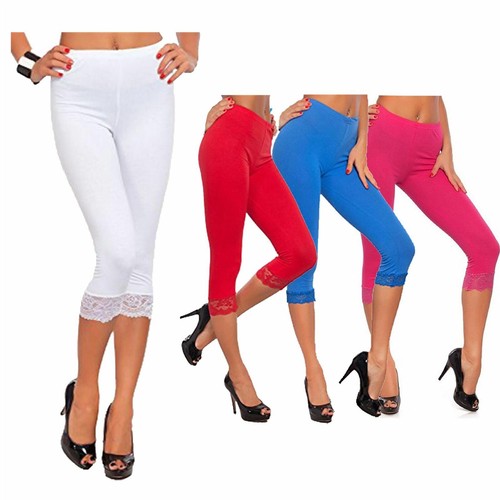 Leggings donna capri con - capri, pizzo