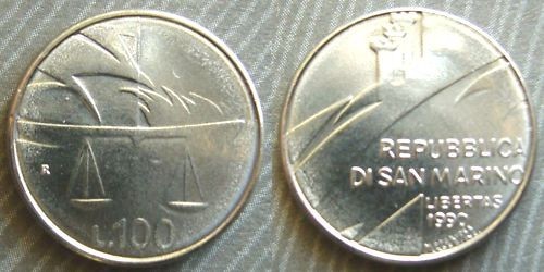 San marino 100 lire - san, 1972