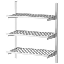 IKEA KUNGSFORS Mensola da Parete e Sospensione in Acciaio Inox 3 Ripiani + 2 Guide